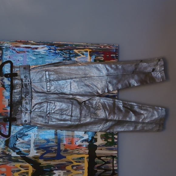 NWT MARISSA WEBB "Anniston" Resort 2018 SILVER LEATHER pants Size 2 - Picture 8 of 9
